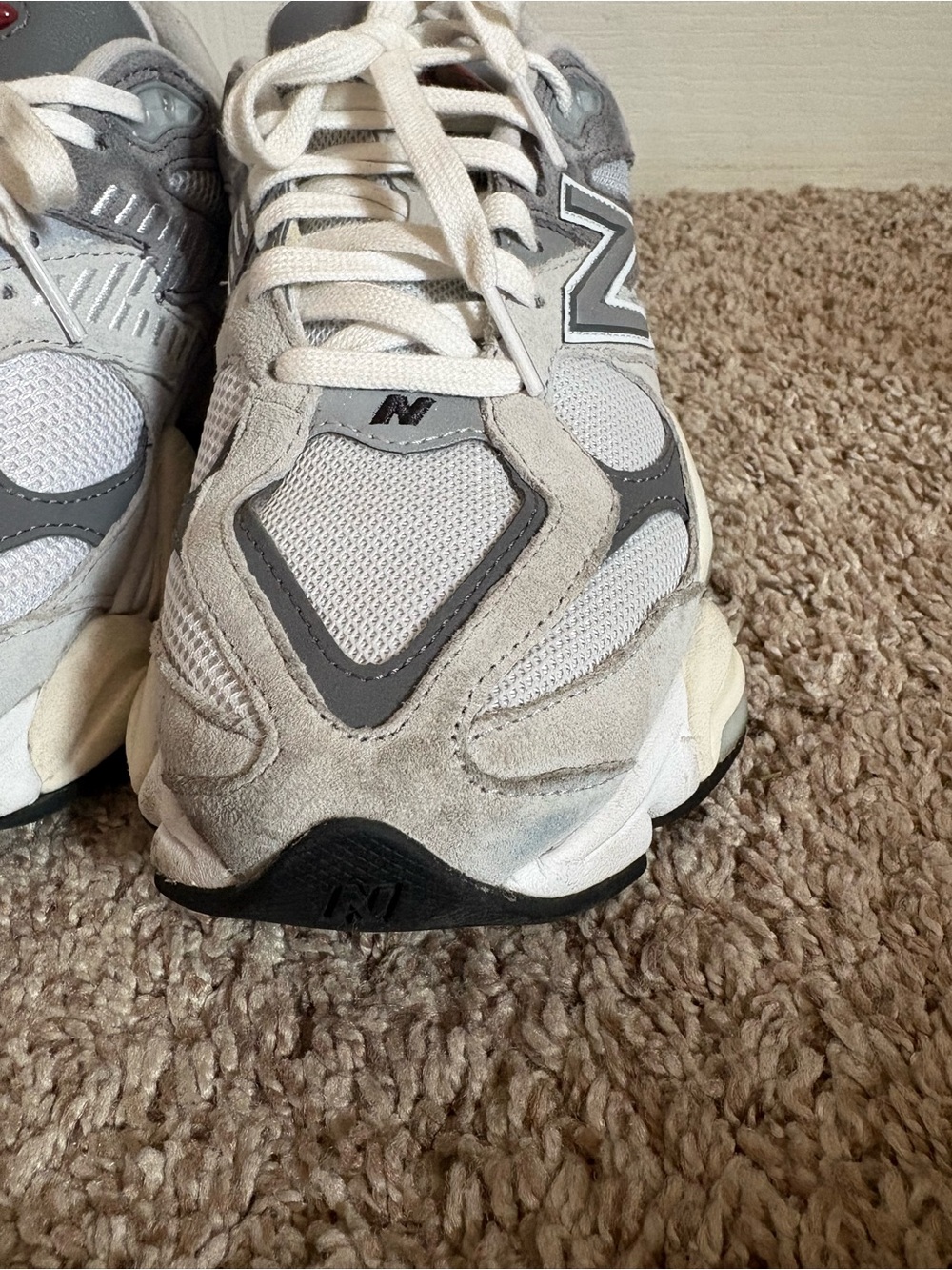 New Balance 9060 Sneakers Light Gray and Suede - Picture 3 of 8